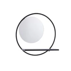 Mica Decorations Spiegel Phoenix - D39B11cm - Zwart