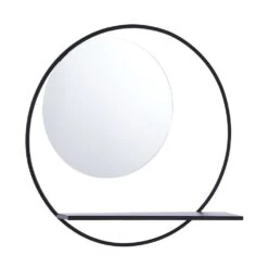 Mica Decorations Spiegel Phoenix - D58B11cm - Zwart