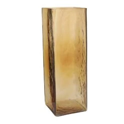 Mica Decorations Vaas Vic Vierkant - L14xB14xH42cm - Lichtbruin