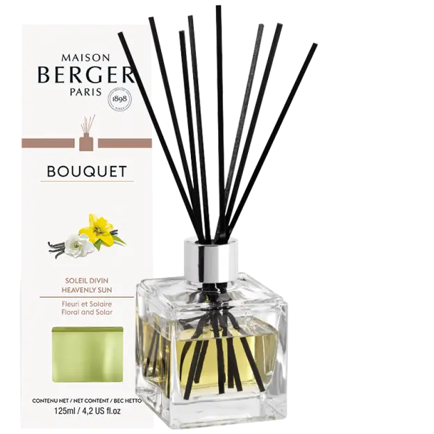 Parfumverspreider Met Sticks Cube 125ml Soleil Divin 1 Parfumverspreider Met Sticks Cube 125ml Soleil Divin